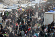 Gazans shopping among the rubble in Jabalia Refugee Camp