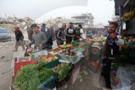 Gazans shopping among the rubble in Jabalia Refugee Camp