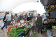Gazans shopping among the rubble in Jabalia Refugee Camp