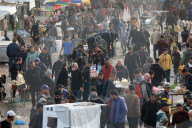 Gazans shopping among the rubble in Jabalia Refugee Camp