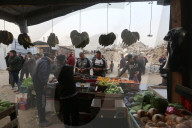 Gazans shopping among the rubble in Jabalia Refugee Camp