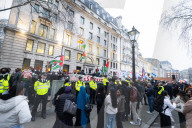 Stop The Hate a pro Israel campaign group counter a protest by LSE students, outside LSE, London, UK.
