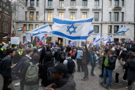 Stop The Hate a pro Israel campaign group counter a protest by LSE students, outside LSE, London, UK.
