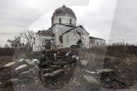 Aftermath of Russian occupation of Mala Komyshuvakha village in Kharkiv