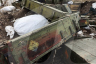 Aftermath of Russian occupation of Mala Komyshuvakha village in Kharkiv