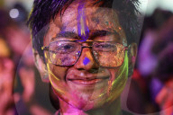 Indians People In Thailand Join The Holi Festival At The Vishnu Temple In Bangkok, Thailand