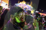 Indians People In Thailand Join The Holi Festival At The Vishnu Temple In Bangkok, Thailand