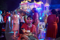 Indians People In Thailand Join The Holi Festival At The Vishnu Temple In Bangkok, Thailand