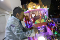 Indians People In Thailand Join The Holi Festival At The Vishnu Temple In Bangkok, Thailand