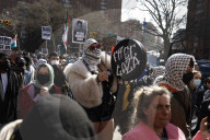 NY: Demonstration In Support Of Mahmoud Khalil A Columbia Student In US Custody 