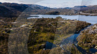 Drone View Of Traditional Sod Roof Houses In Norway
