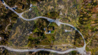 Drone View Of Traditional Sod Roof Houses In Norway
