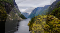Aerial view of Nærøyfjord, a UNESCO fjord in Norway