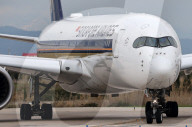 Singapore Airlines Airbus A350-941 on the runway at Barcelona Airport