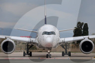 Singapore Airlines Airbus A350-941 on the runway at Barcelona Airport