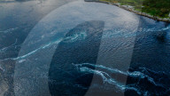 Aerial view of Saltstraumen Tidal Current near Bodø, Norway