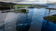 Aerial view of Saltstraumen Tidal Current near Bodø, Norway