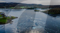 Aerial view of Saltstraumen Tidal Current near Bodø, Norway
