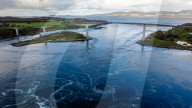Aerial view of Saltstraumen Tidal Current near Bodø, Norway