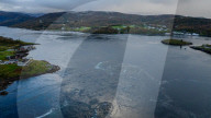 Aerial view of Saltstraumen Tidal Current near Bodø, Norway