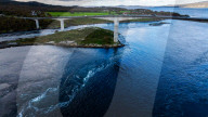 Aerial view of Saltstraumen Tidal Current near Bodø, Norway