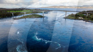Aerial view of Saltstraumen Tidal Current near Bodø, Norway