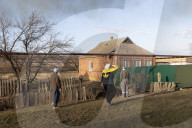 The Russian Army Bombed A Village In The Donetsk Region. 