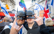Stop The Hate pro Israel rally countering the Palestine Solidarity Campaign march through central London, UK.