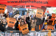 Stop The Hate pro Israel rally countering the Palestine Solidarity Campaign march through central London, UK.