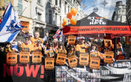 Stop The Hate pro Israel rally countering the Palestine Solidarity Campaign march through central London, UK.