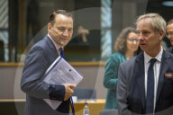 EU foreign ministers discuss relations with the U.S. at Brussels meeting in Belgium.