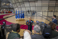 EU foreign ministers discuss relations with the U.S. at Brussels meeting in Belgium.