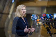 EU foreign ministers discuss relations with the U.S. at Brussels meeting in Belgium.