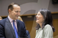 EU foreign ministers discuss relations with the U.S. at Brussels meeting in Belgium.