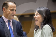 EU foreign ministers discuss relations with the U.S. at Brussels meeting in Belgium.