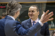 EU foreign ministers discuss relations with the U.S. at Brussels meeting in Belgium.