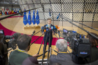 EU foreign ministers discuss relations with the U.S. at Brussels meeting in Belgium.