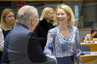 EU foreign ministers discuss relations with the U.S. at Brussels meeting in Belgium.