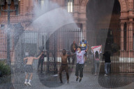 Massive Mobilization Of Retirees Accompanied By Fans Of Argentine Football.