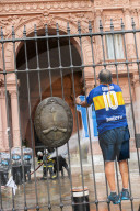 Massive Mobilization Of Retirees Accompanied By Fans Of Argentine Football.