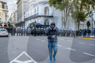 Massive Mobilization Of Retirees Accompanied By Fans Of Argentine Football.