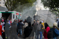 Massive Mobilization Of Retirees Accompanied By Fans Of Argentine Football.