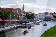 Daily Life In The City Of Lübeck In Northern Germany