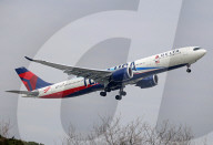 Delta Airbus A330 Team USA livery taking off from Barcelona