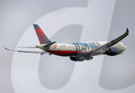 Delta Airbus A330 Team USA livery taking off from Barcelona