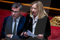  Italian Prime Minister Giorgia Meloni Addresses The Italian Senate Ahead Of The European Union Leader's Summit