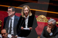  Italian Prime Minister Giorgia Meloni Addresses The Italian Senate Ahead Of The European Union Leader's Summit