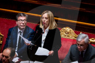  Italian Prime Minister Giorgia Meloni Addresses The Italian Senate Ahead Of The European Union Leader's Summit
