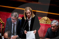  Italian Prime Minister Giorgia Meloni Addresses The Italian Senate Ahead Of The European Union Leader's Summit