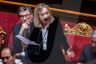  Italian Prime Minister Giorgia Meloni Addresses The Italian Senate Ahead Of The European Union Leader's Summit